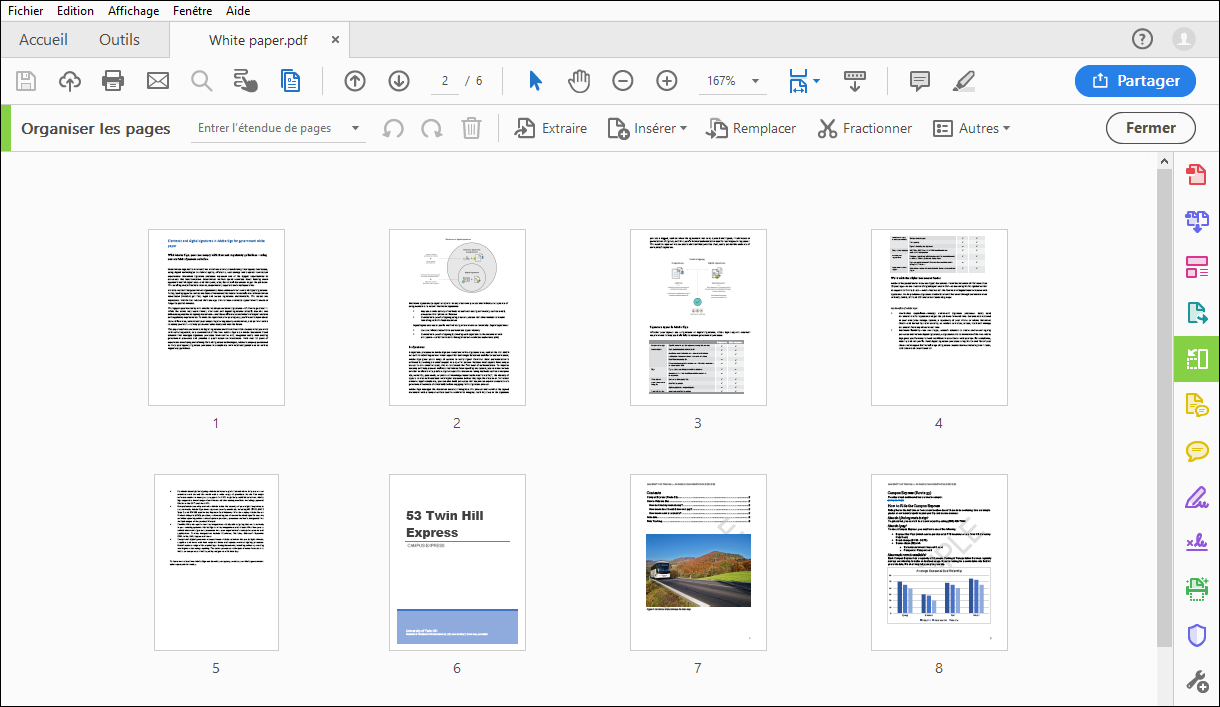 Instructions pour séparer les pages PDF à l’aide de l’outil de fractionnement