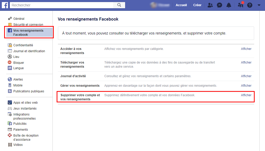 Comment désactiver FaceBook