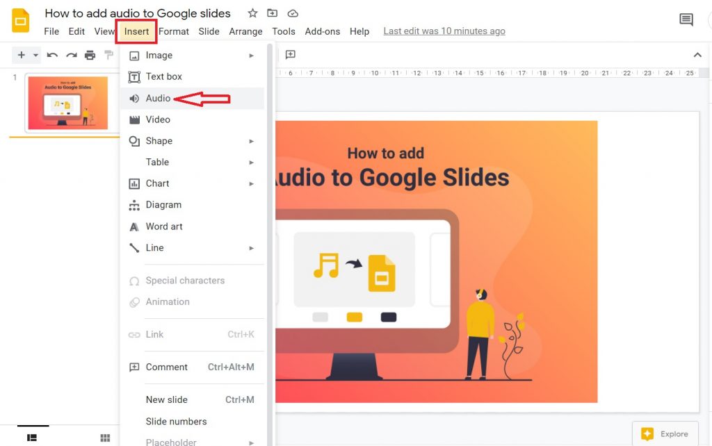 How to add audio to google slides