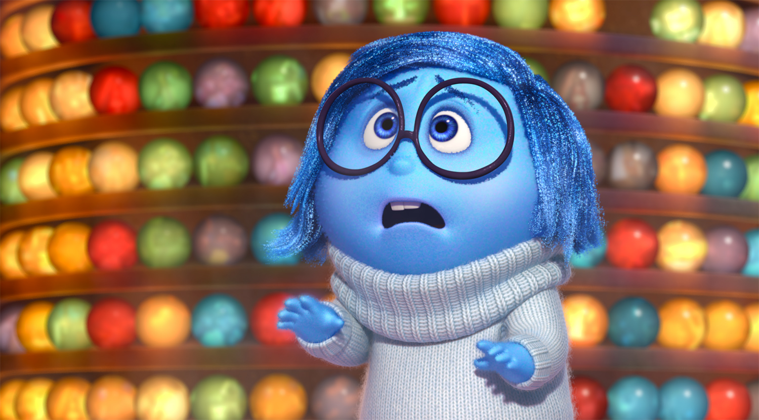 Sadness is one of the most remarkable disney characters with glasses