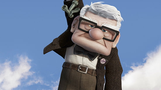 Carl Fredricksen is one of the Disney characters with glasses